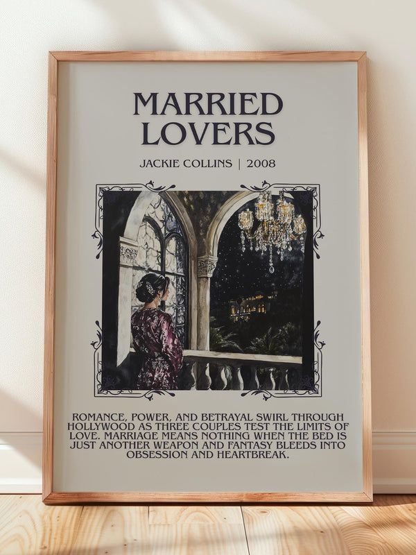 Married Lovers minimalist print in frame leaning in hallway – romance wall art