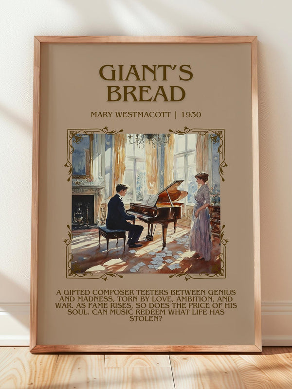Giant’s Bread minimalist print in frame leaning in hallway – romance wall art