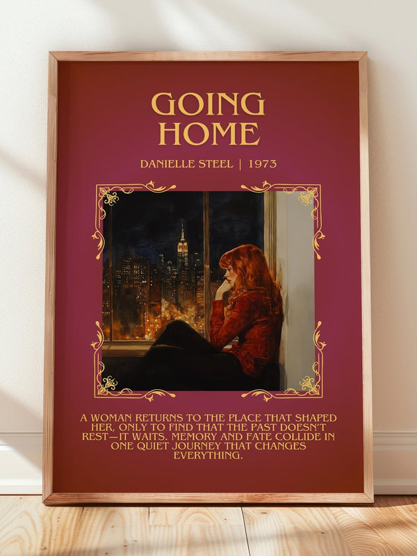 Going Home minimalist print in frame leaning in hallway – romance wall art