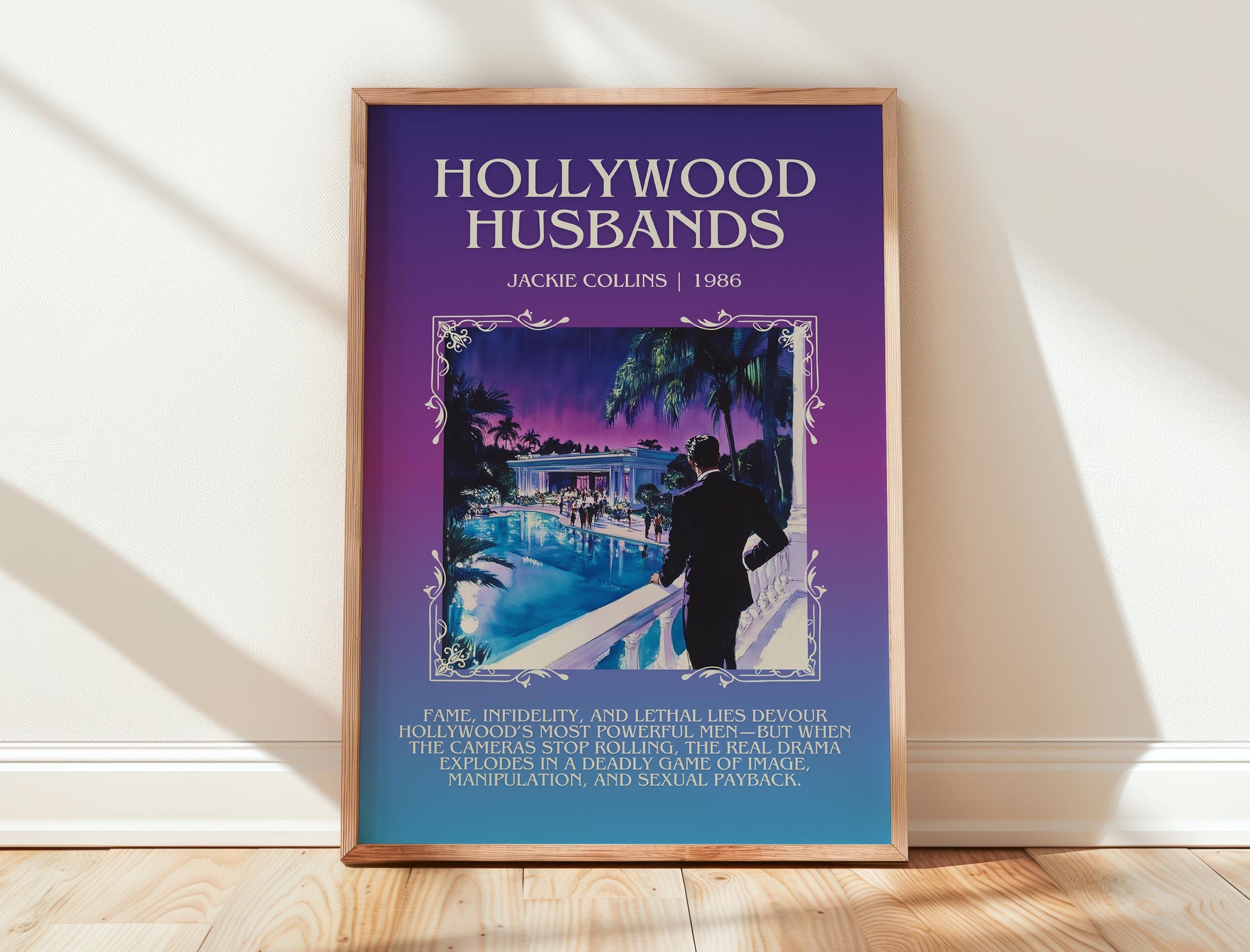 Hollywood Husbands by Jackie Collins | Descriptive Book Poster | Blurby