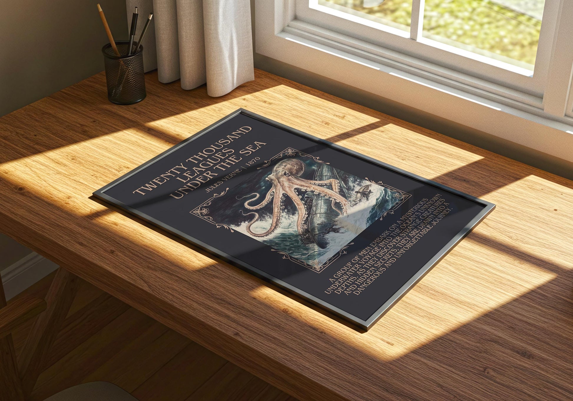 Twenty Thousand Leagues Under the Sea by Jules Verne| Descriptive Book Poster | Blurby