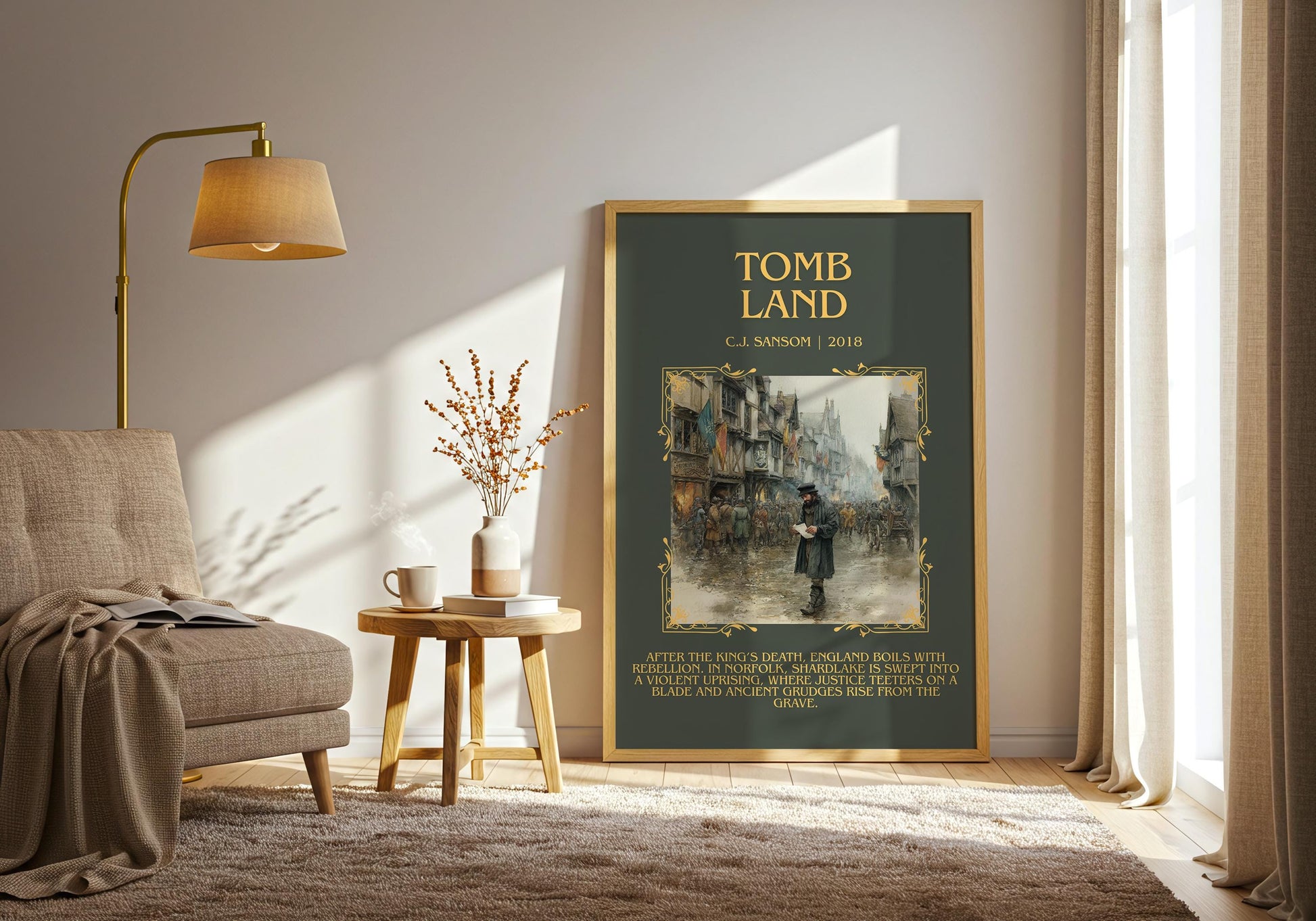 Tomb Land by C.J. Sansom| Descriptive Book Poster | Blurby