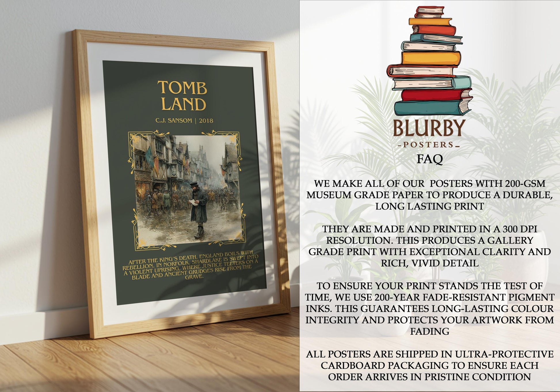 Tomb Land by C.J. Sansom| Descriptive Book Poster | Blurby