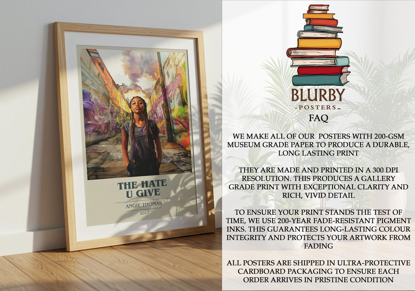 The Hate U Give by Angie Thomas | Book Poster | Literary Art Gift For Book Lover | Novel Inspired Wall Art | Free Delivery