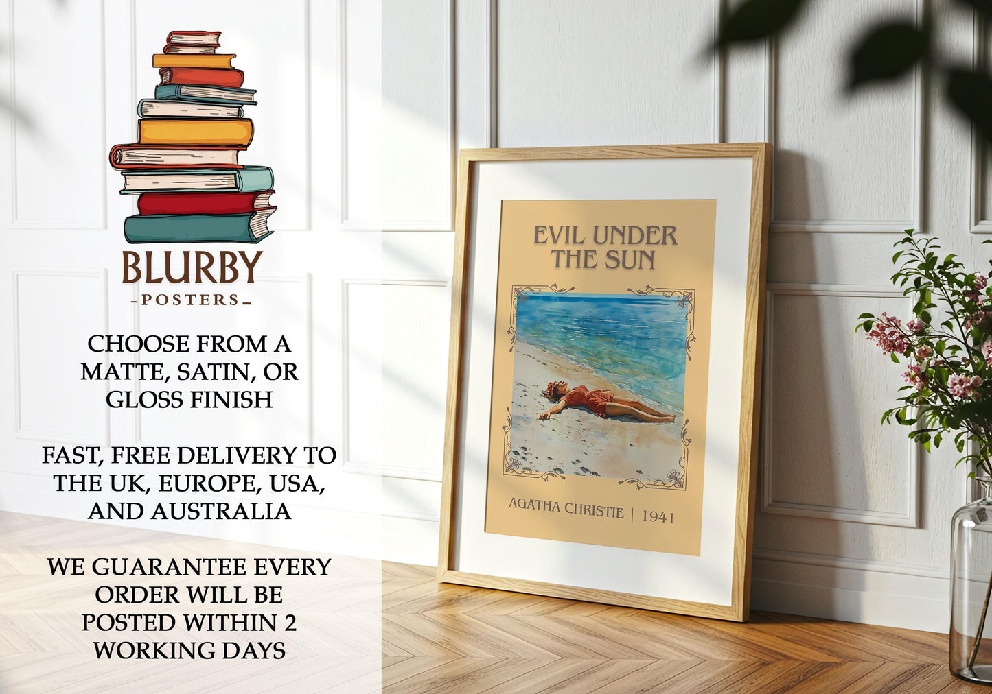 Evil Under the Sun book poster packaging – museum-quality print rolled in protective tube