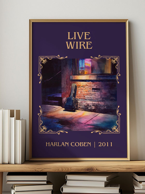 Live Wire classic book art print in frame leaning in hallway – thriller wall art