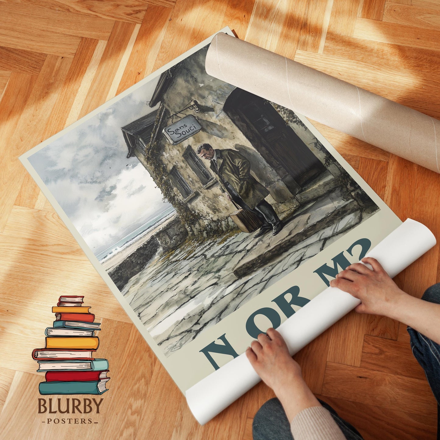 N Or M? book poster packaging – museum-quality print rolled in protective tube