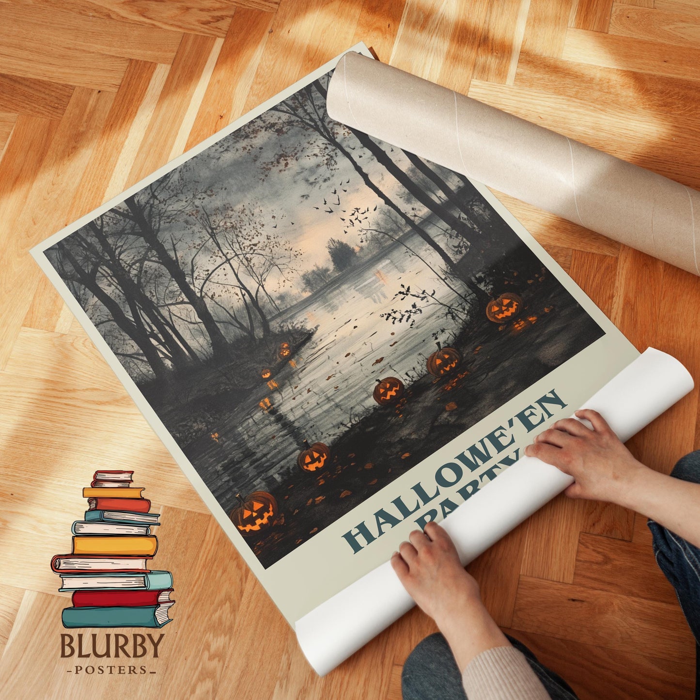 Hallowe'en Party book cover poster paired in gallery wall – literary art prints