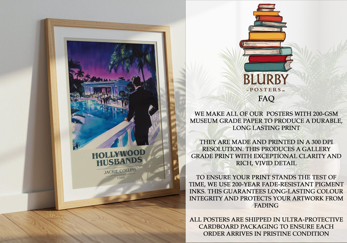 Hollywood Husbands by Jackie Collins | Book Poster | Literary Art Gift For Book Lover | Novel Inspired Wall Art