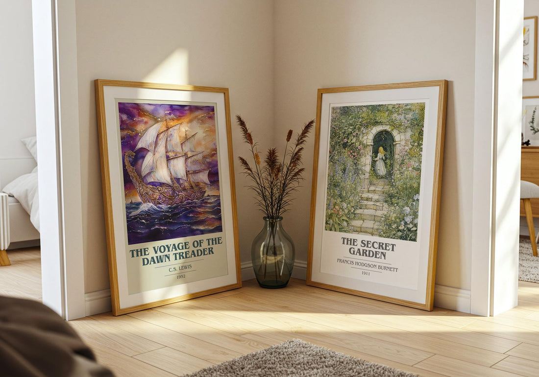 The Voyage of the Dawn Treader book cover poster paired in gallery wall – literary art prints