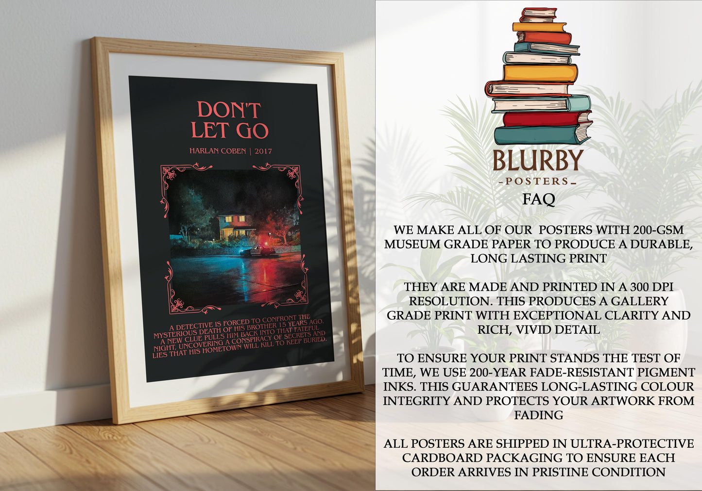Don't Let Go minimalist literary print detail – Harlan Coben book art