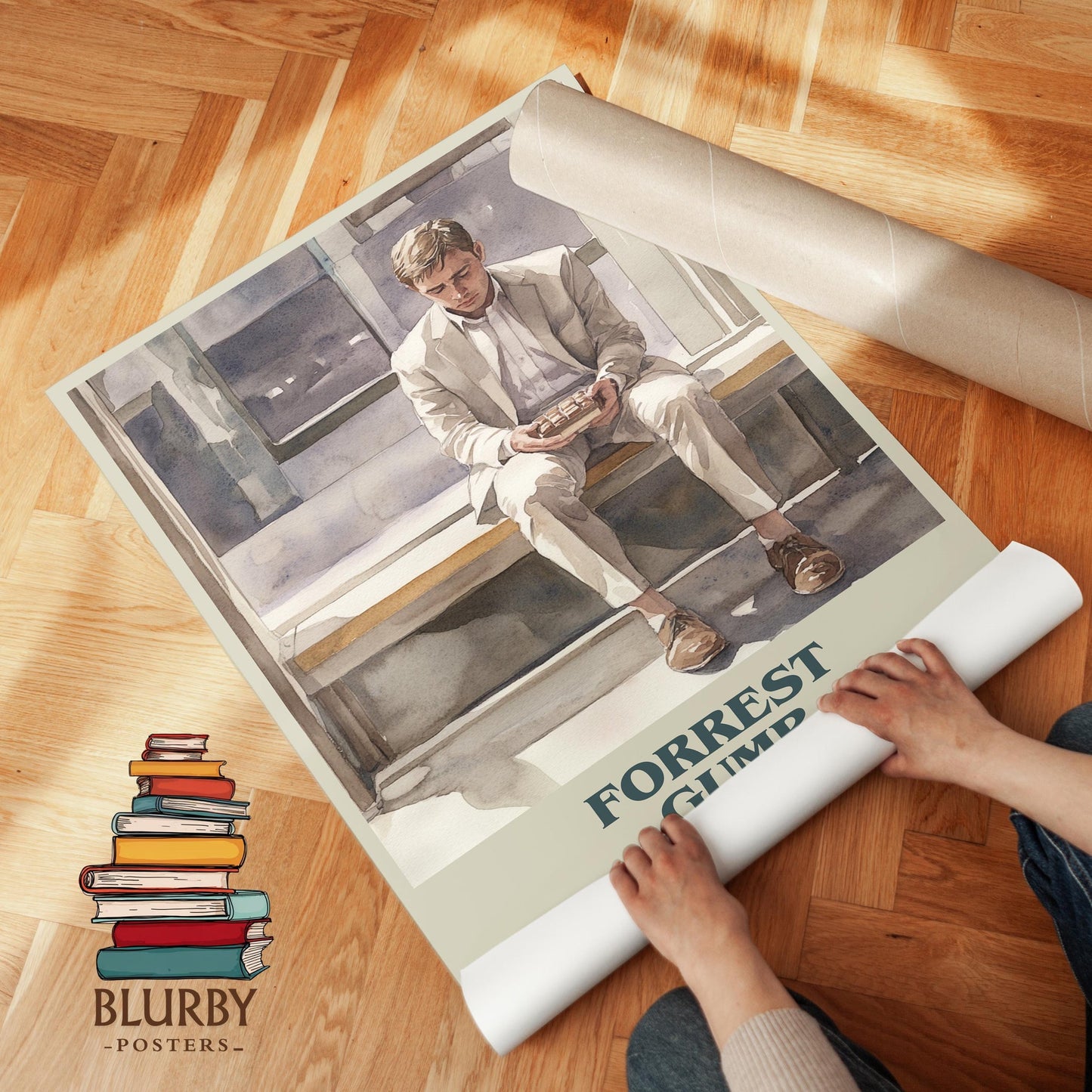 Forrest Gump book poster packaging – museum-quality print rolled in protective tube