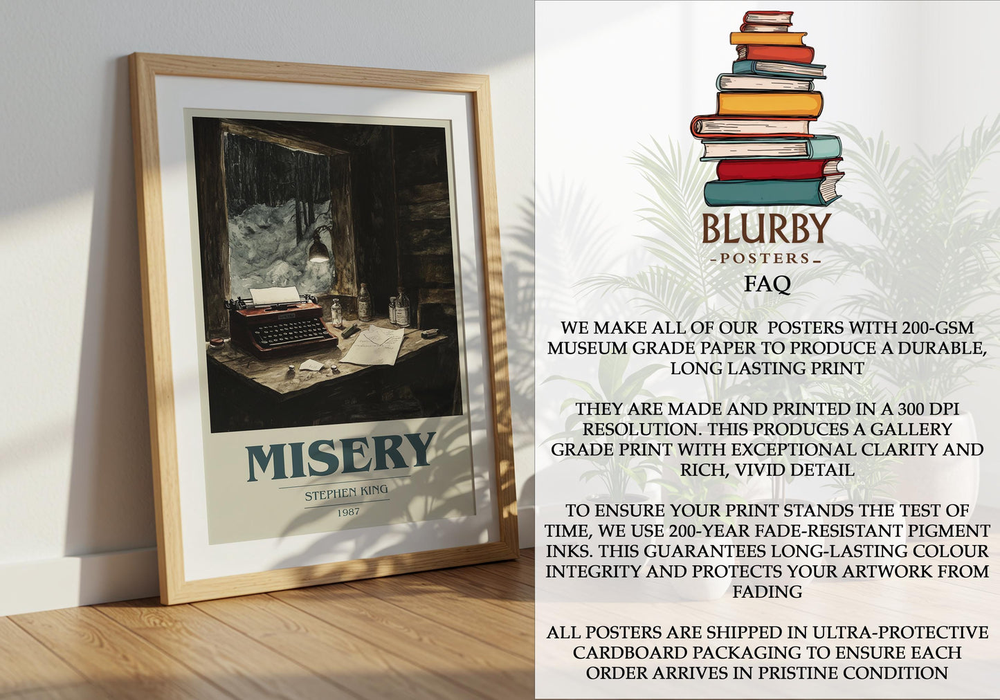 Misery by Stephen King | Book Poster | Literary Art Gift For Book Lover | Novel Inspired Wall Art | Free Delivery