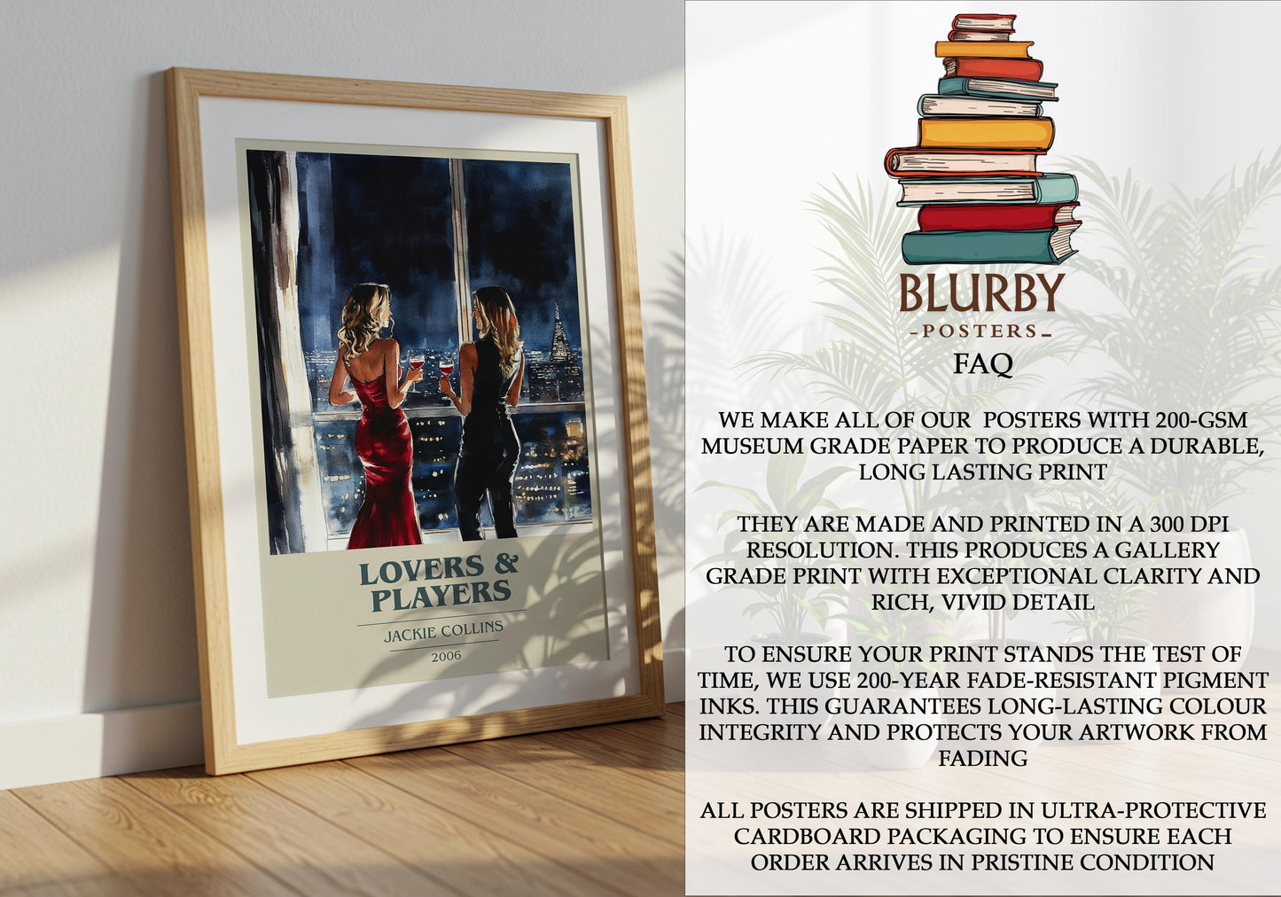 Lovers and Players by Jackie Collins | Book Poster | Literary Art Gift For Book Lover | Novel Inspired Wall Art | Free Delivery