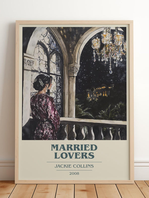 Married Lovers book cover print in frame leaning in hallway – romance wall art