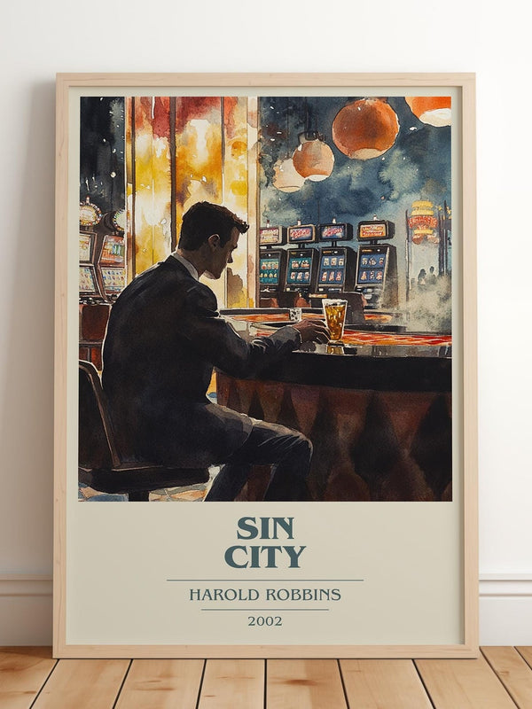 Sin City book cover print in frame leaning in hallway – romance wall art