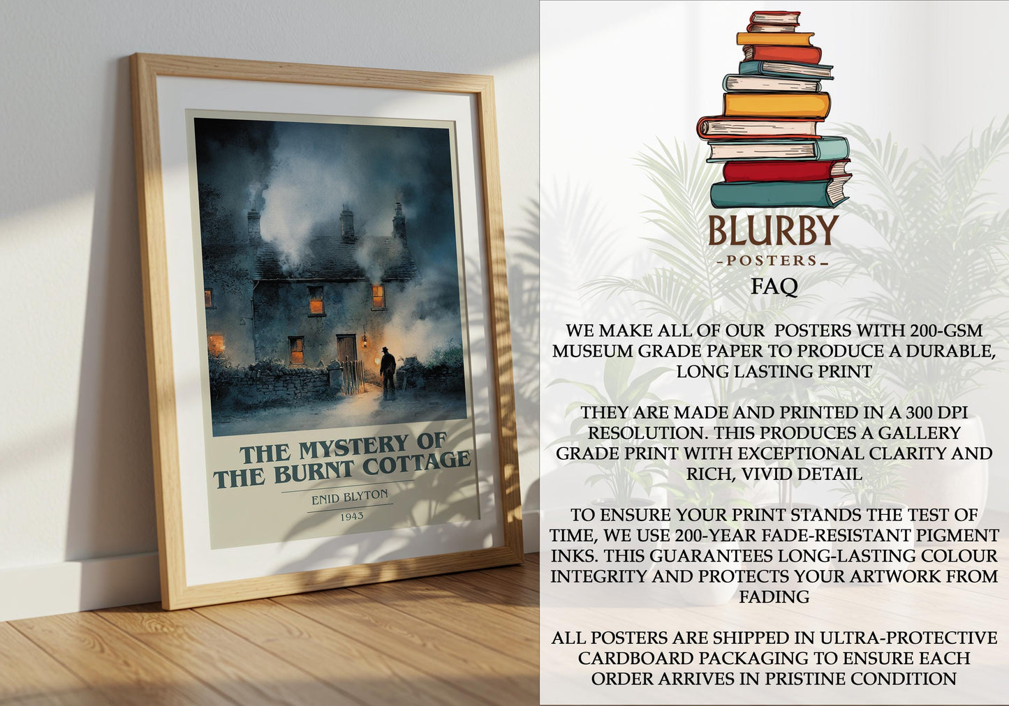 The Mystery of the Burnt Cottage by Enid Blyton | Book Poster | Literary Art Gift For Book Lover | Novel Inspired Wall Art | Free Delivery