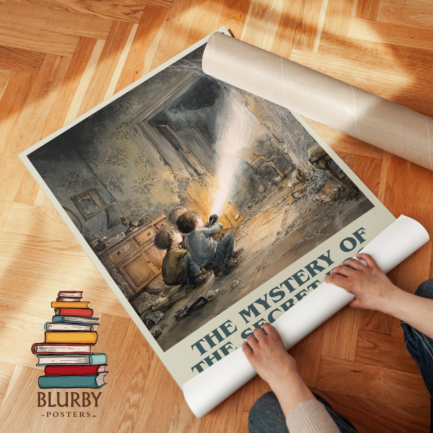 The mystery of the secret room book cover poster paired in gallery wall – literary art prints