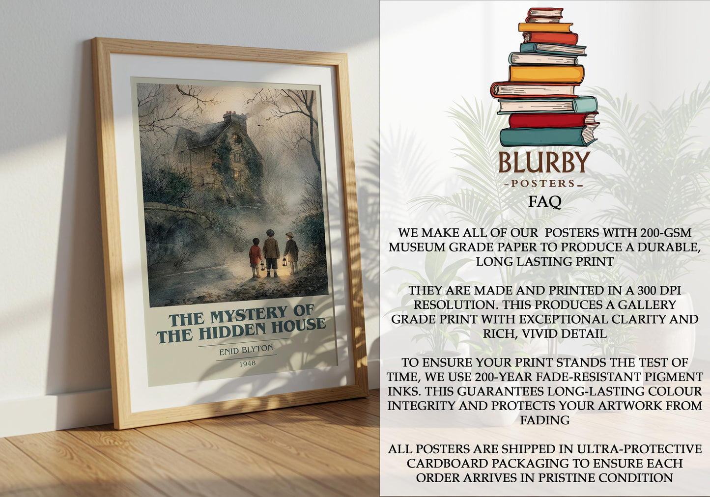 The Mystery of the Hidden House by Enid Blyton | Book Poster | Literary Art Gift For Book Lover | Novel Inspired Wall Art