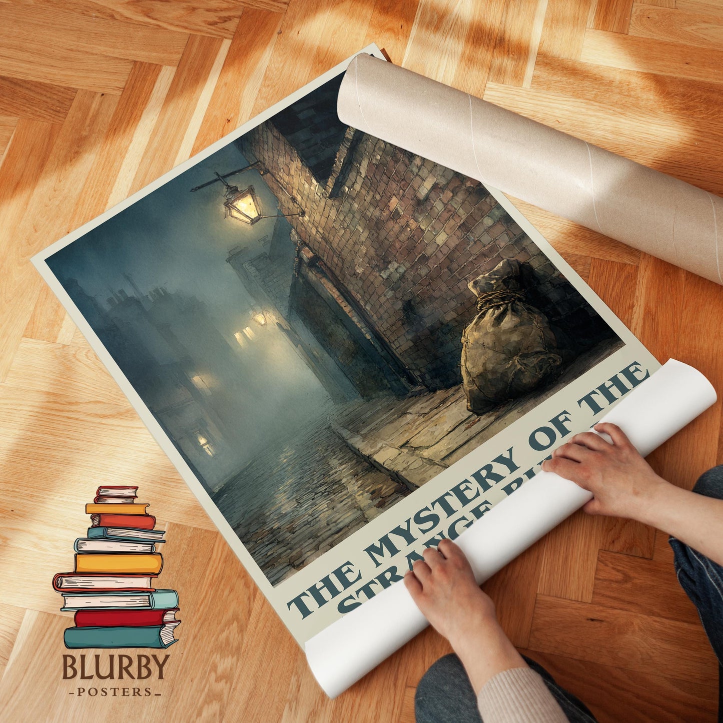 The Mystery of the Strange Bundle book cover poster paired in gallery wall – literary art prints