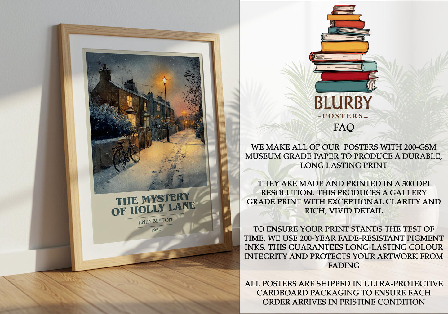 The Mystery of Holly Lane by Enid Blyton | Book Poster | Literary Art Gift For Book Lover | Novel Inspired Wall Art | Free Delivery