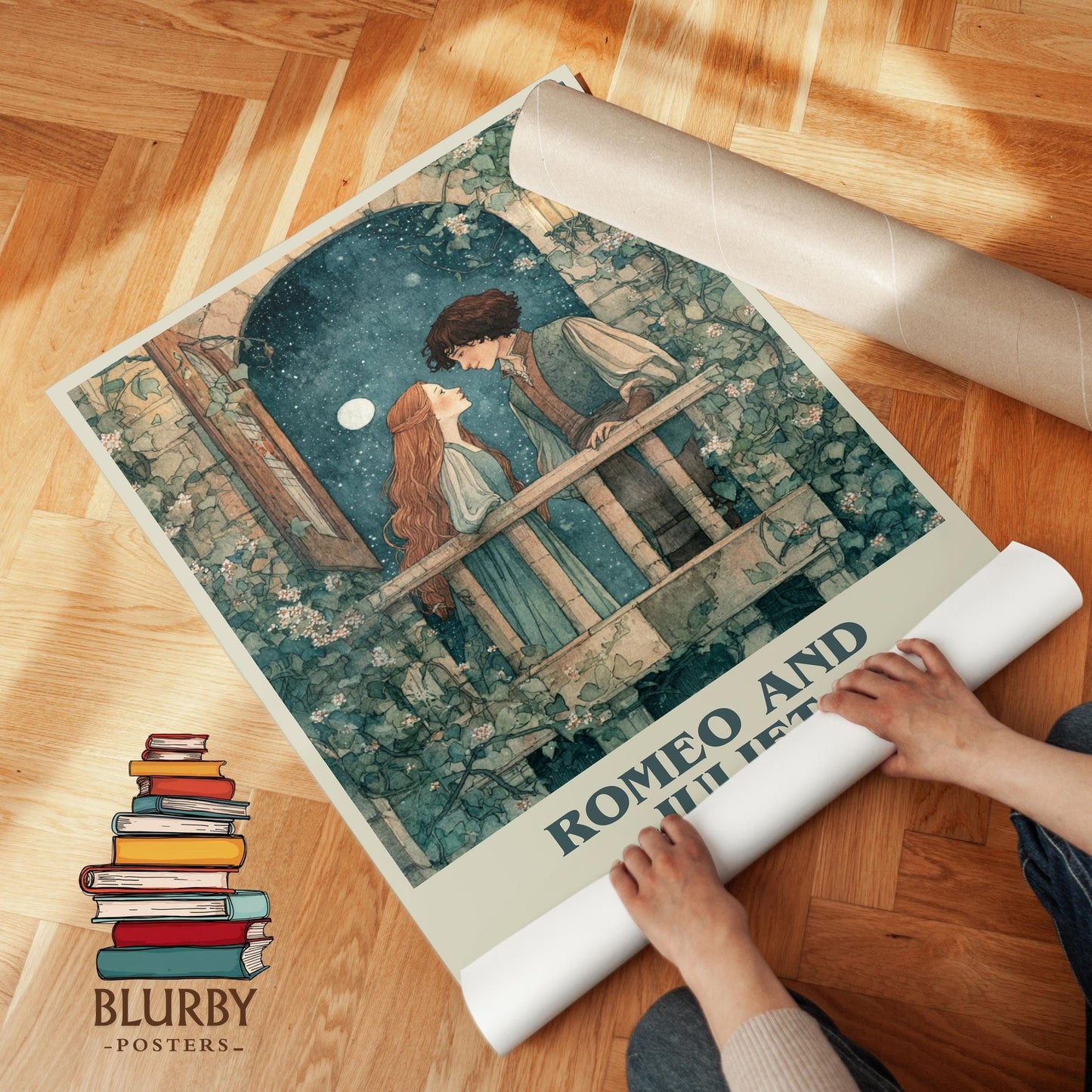 Romeo and Juliet book poster packaging – museum-quality print rolled in protective tube