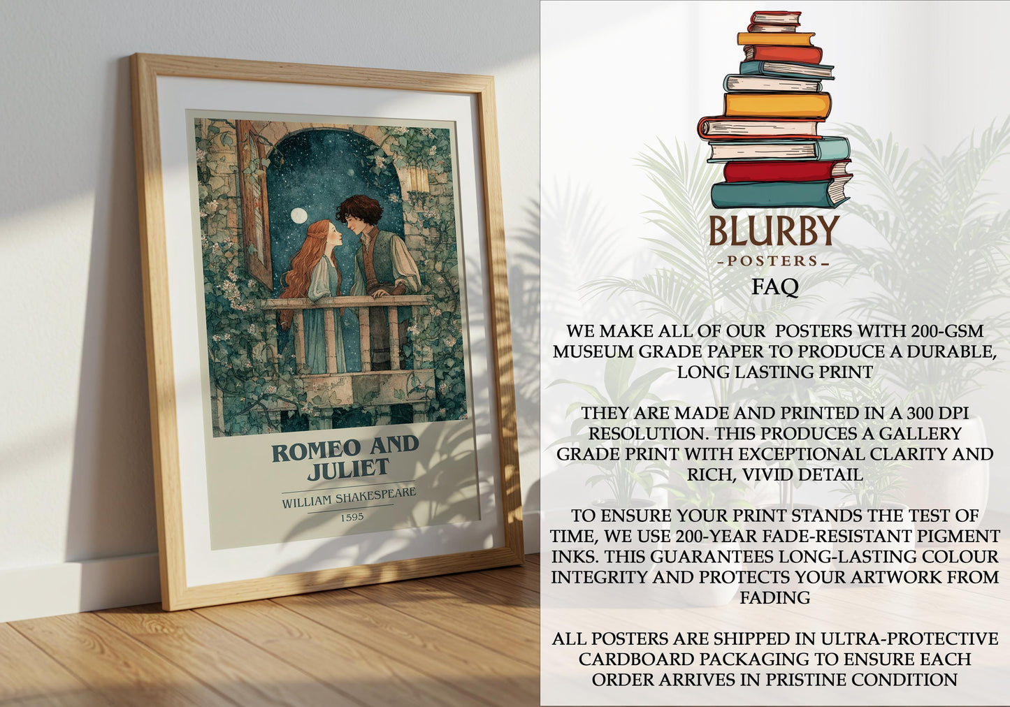 Romeo and Juliet by William Shakespeare | Book Poster | Literary Art Gift For Book Lover | Novel Inspired Wall Art | Free Delivery