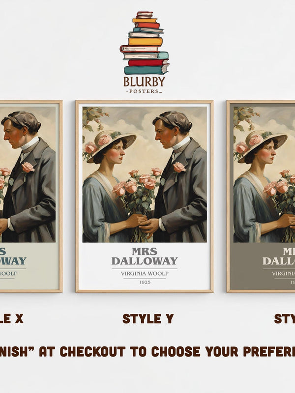 Mrs Dalloway book cover print in frame leaning in hallway – literary fiction wall art