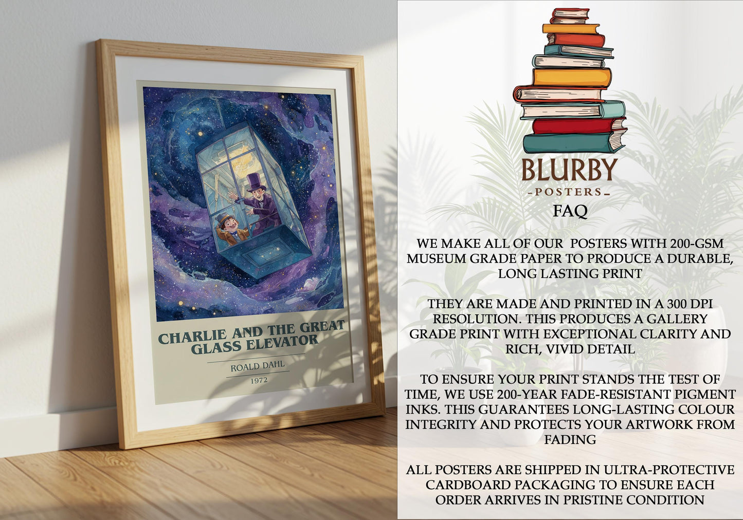 Charlie and the Great Glass Elevator by Roald Dahl | Book Poster | Literary Art Gift For Book Lover | Novel Inspired Wall Art
