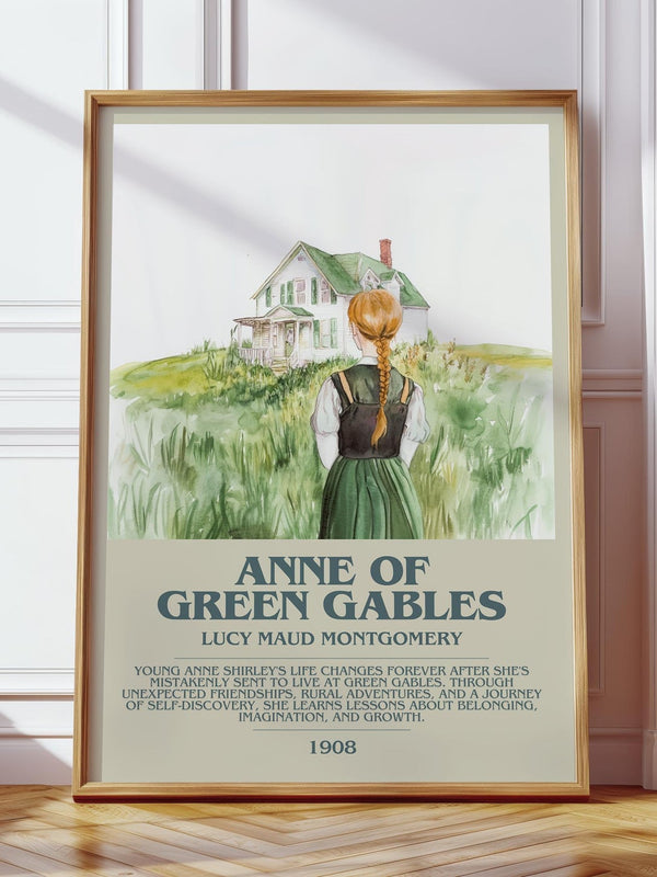 Anne of Green Gables bookish print in frame leaning in hallway – thriller wall art