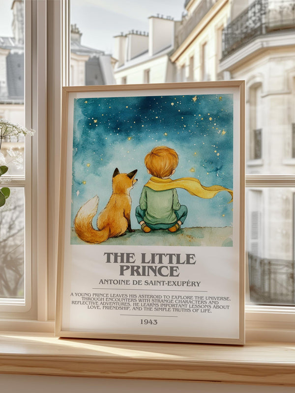 The Little Prince bookish print framed by window – literary home decor