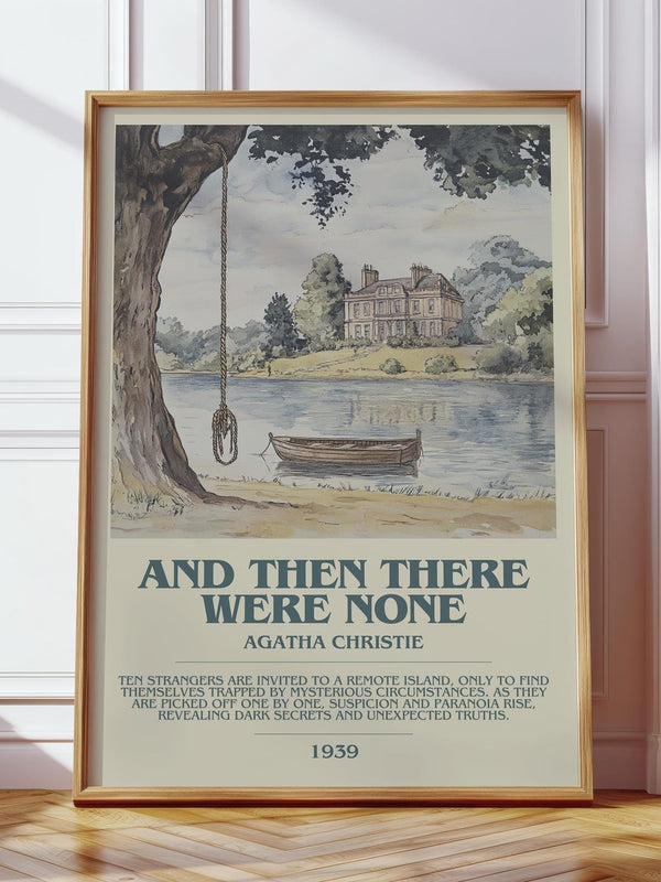 And Then There Were None bookish print in frame leaning in hallway – thriller wall art