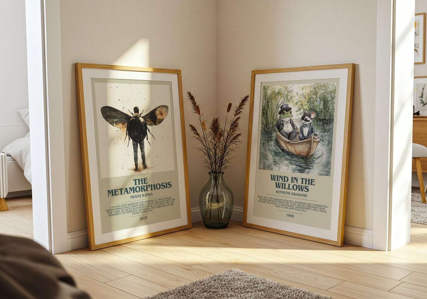 Metamorphosis bookish poster paired in gallery wall – literary art prints