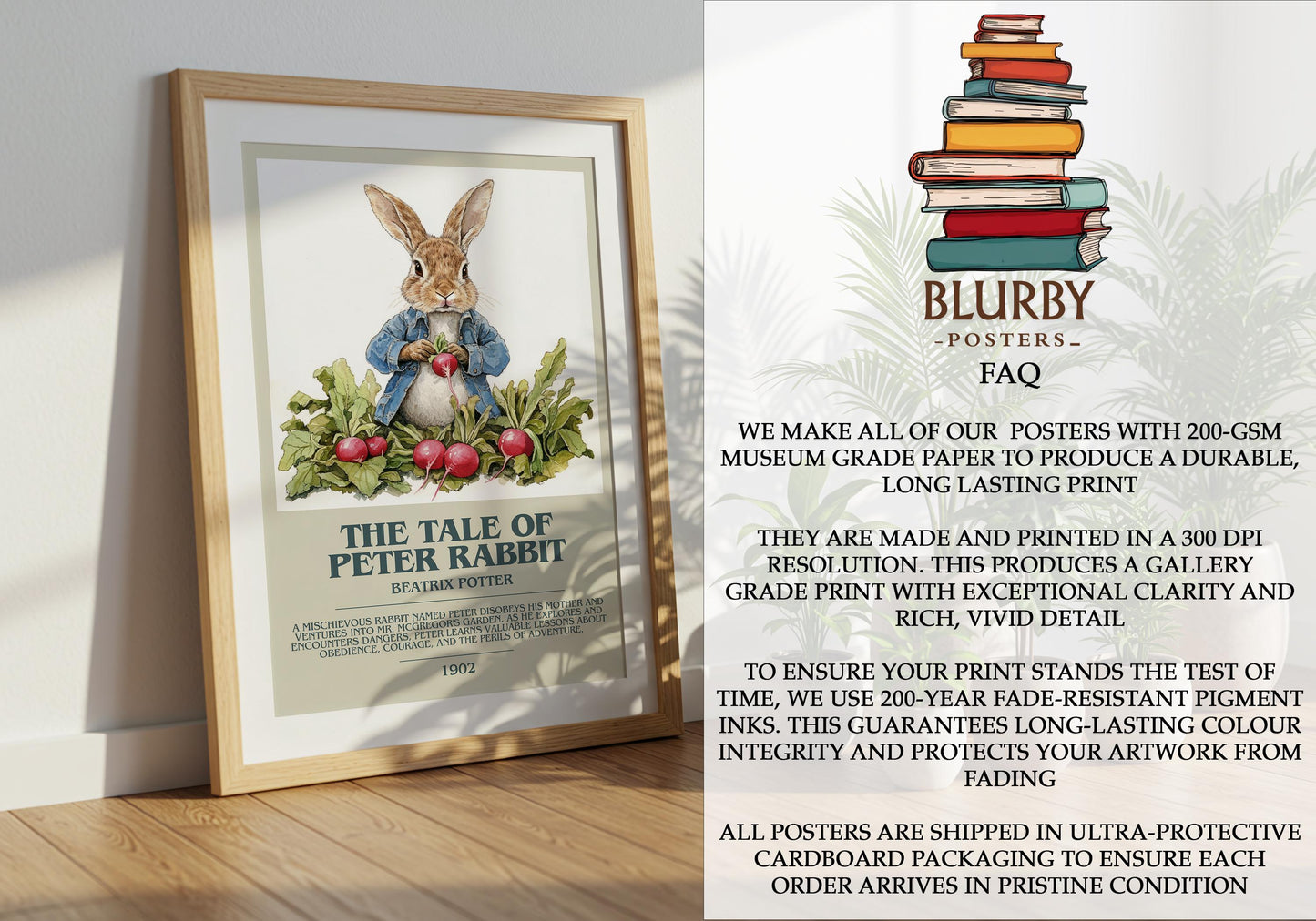 The Tale Of Peter Rabbit by Beatrix Potter | Descriptive Modern Book Art | Poster
