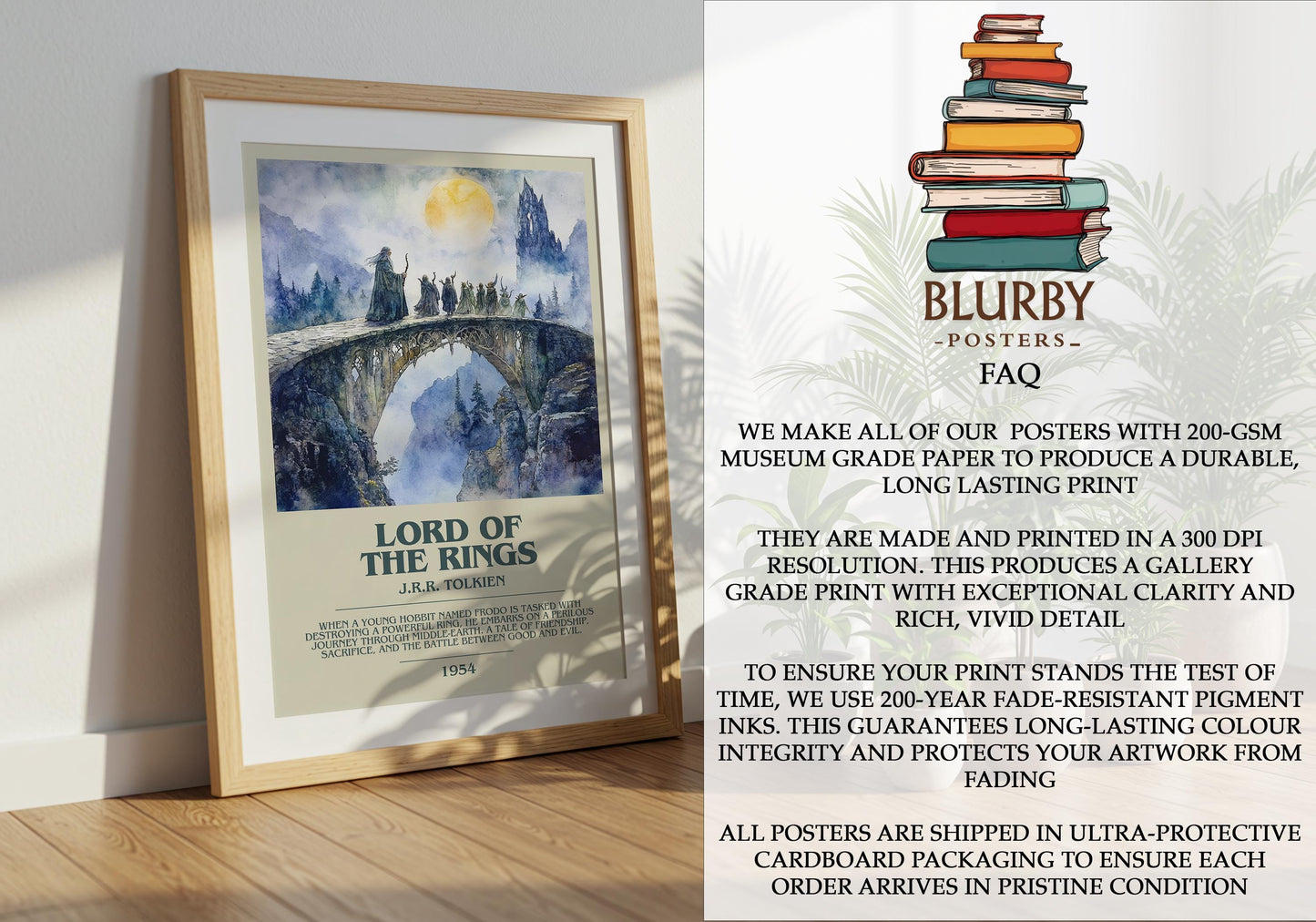 Lord Of The Rings by J.R.R. Tolkien | Descriptive Modern Book Art | Poster