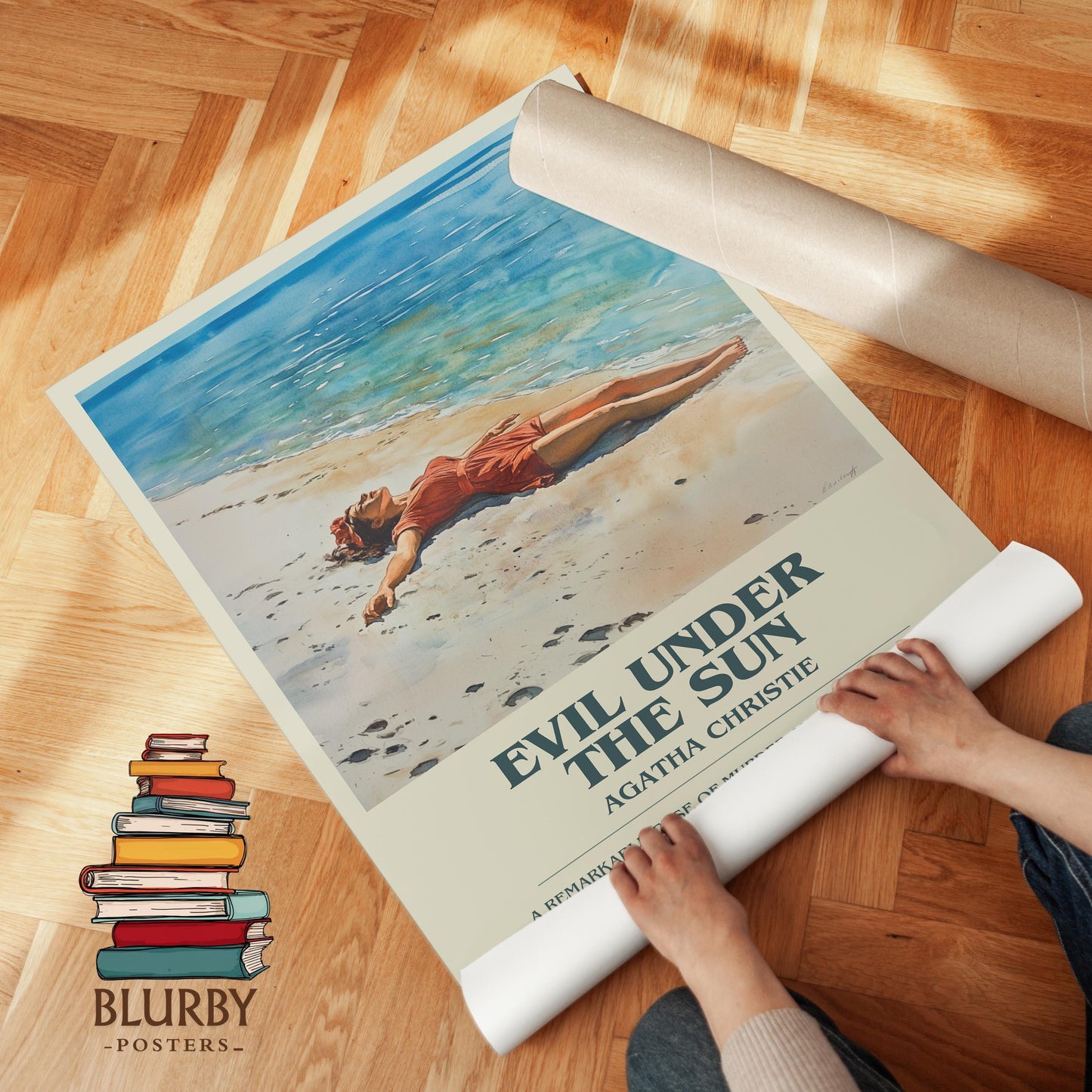 Evil Under the Sun book poster packaging – museum-quality print rolled in protective tube