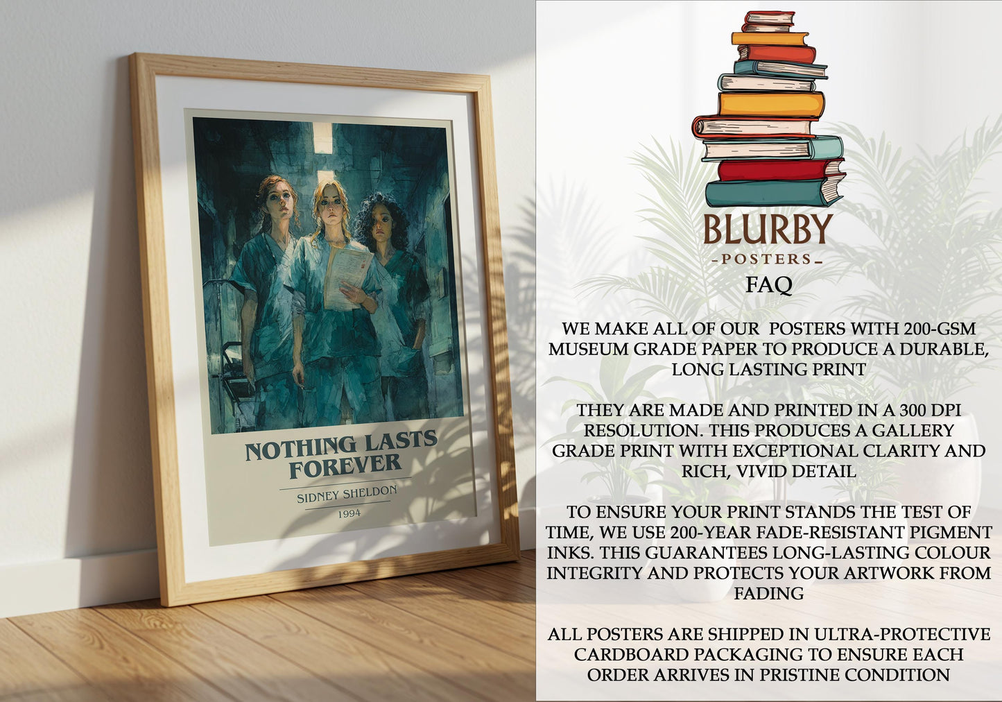 Nothing Lasts Forever by Sidney Sheldon | Book Poster | Literary Art Gift For Book Lover | Novel Inspired Wall Art | Free Delivery