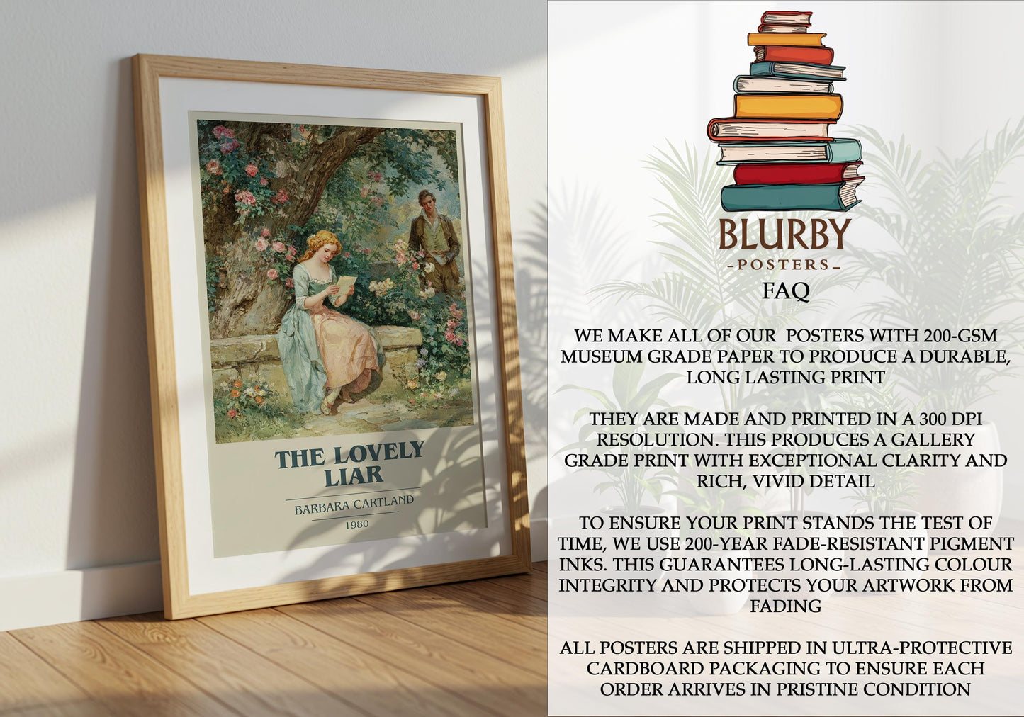 The Lovely Liar by Barbara Cartland | Book Poster | Literary Art Gift For Book Lover | Novel Inspired Wall Art | Free Delivery