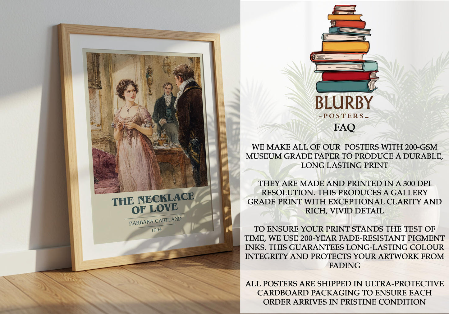 The Necklace Of Love by Barbara Cartland | Book Poster | Literary Art Gift For Book Lover | Novel Inspired Wall Art | Free Delivery