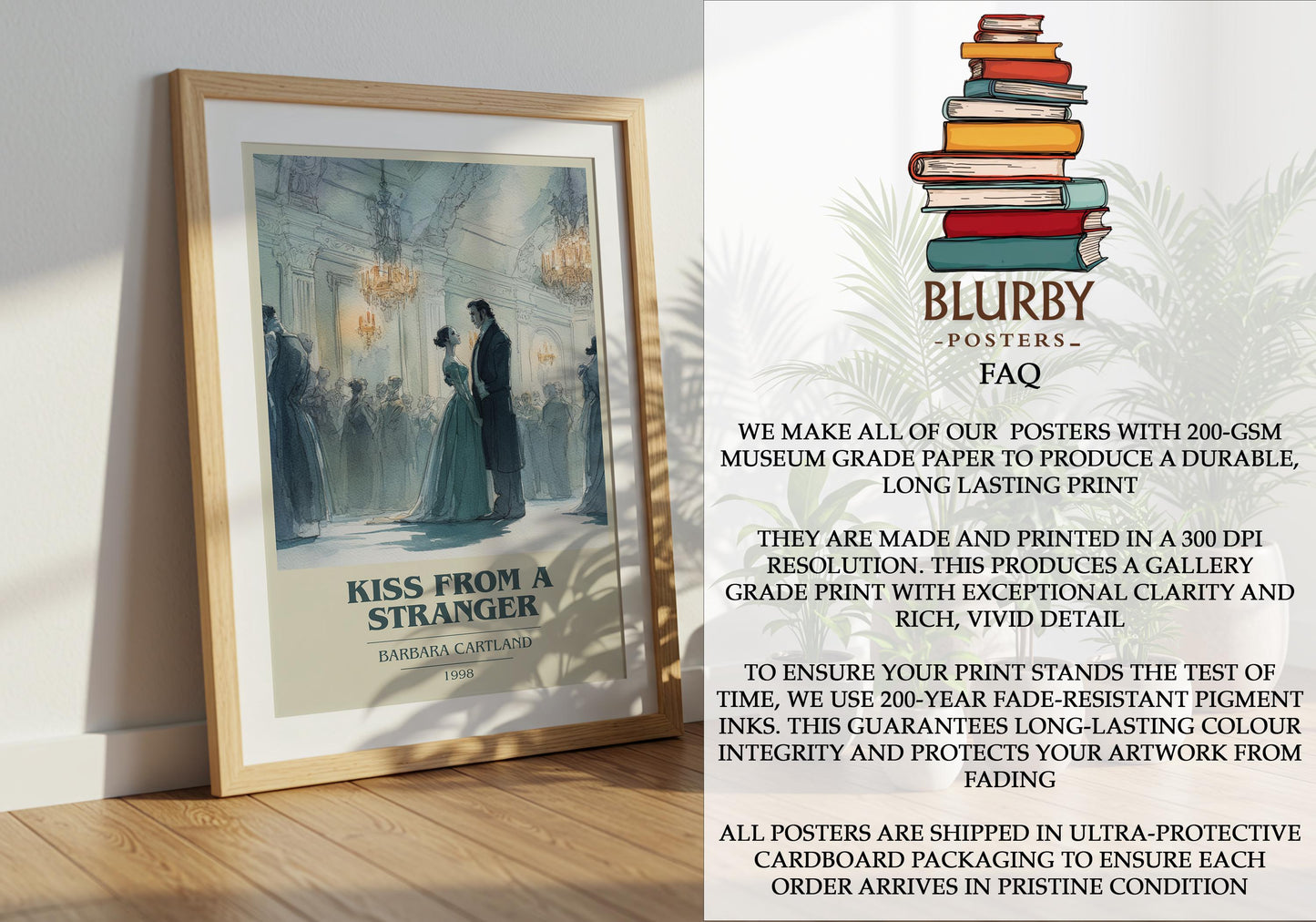 Kiss From A Stranger by Barbara Cartland | Book Poster | Literary Art Gift For Book Lover | Novel Inspired Wall Art | Free Delivery