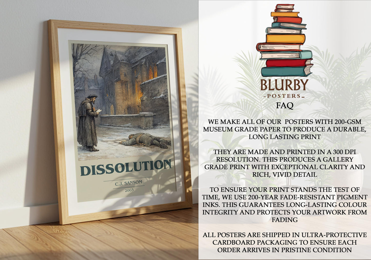 Dissolution by C.J. Sansom | Book Poster | Literary Art Gift For Book Lover | Novel Inspired Wall Art | Free Delivery