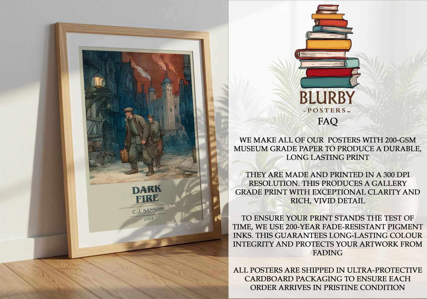 Dark Fire by C.J. Sansom | Book Poster | Literary Art Gift For Book Lover | Novel Inspired Wall Art | Free Delivery