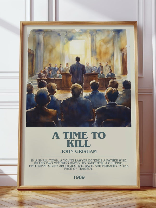 A Time to Kill bookish print in frame leaning in hallway – mystery wall art