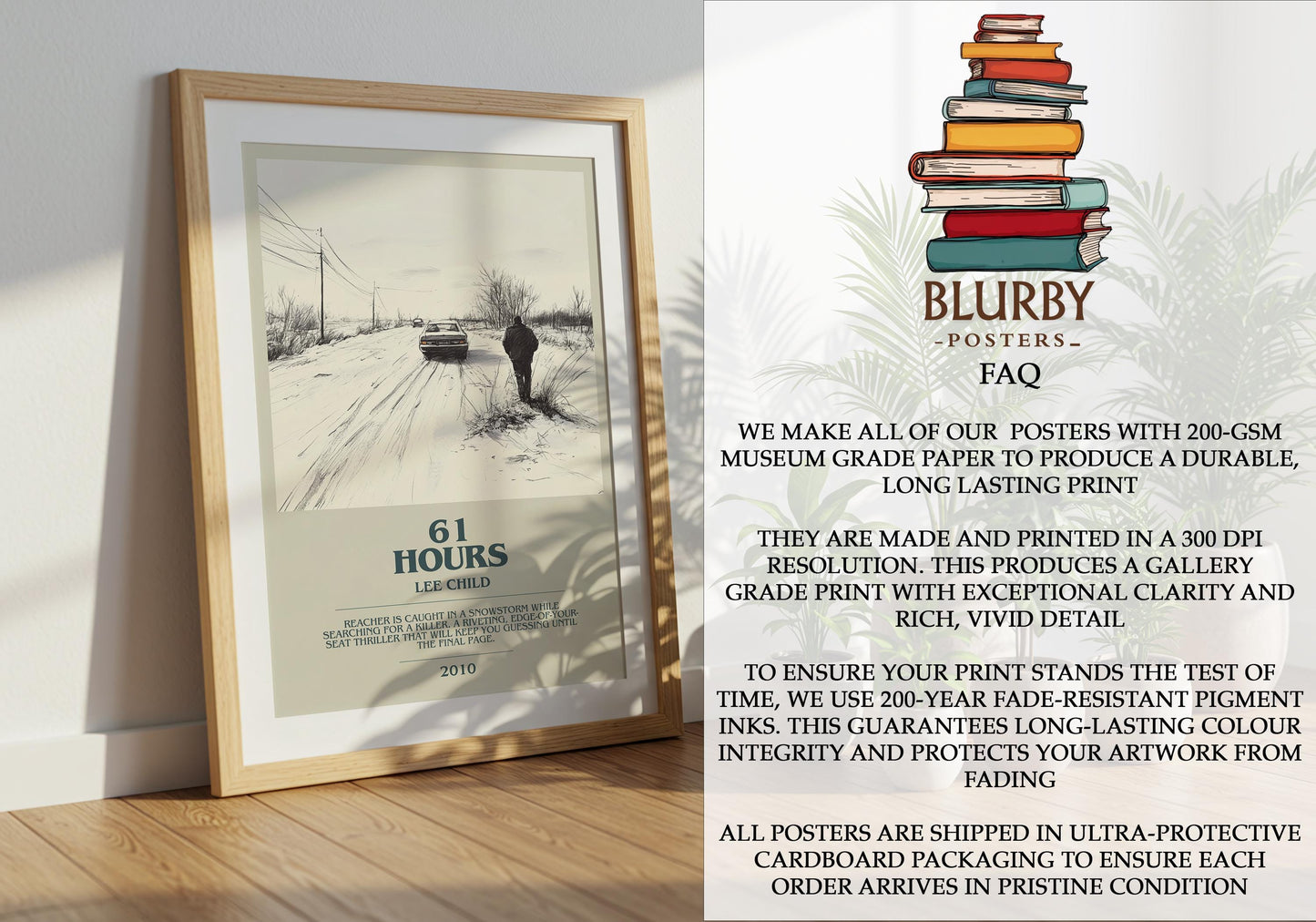 61 Hours by Lee Child | Descriptive Modern Book Art | Poster