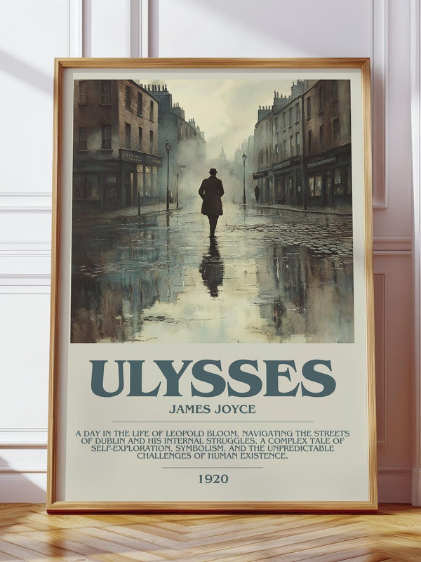 Ulysses bookish print in frame leaning in hallway – classic literature wall art