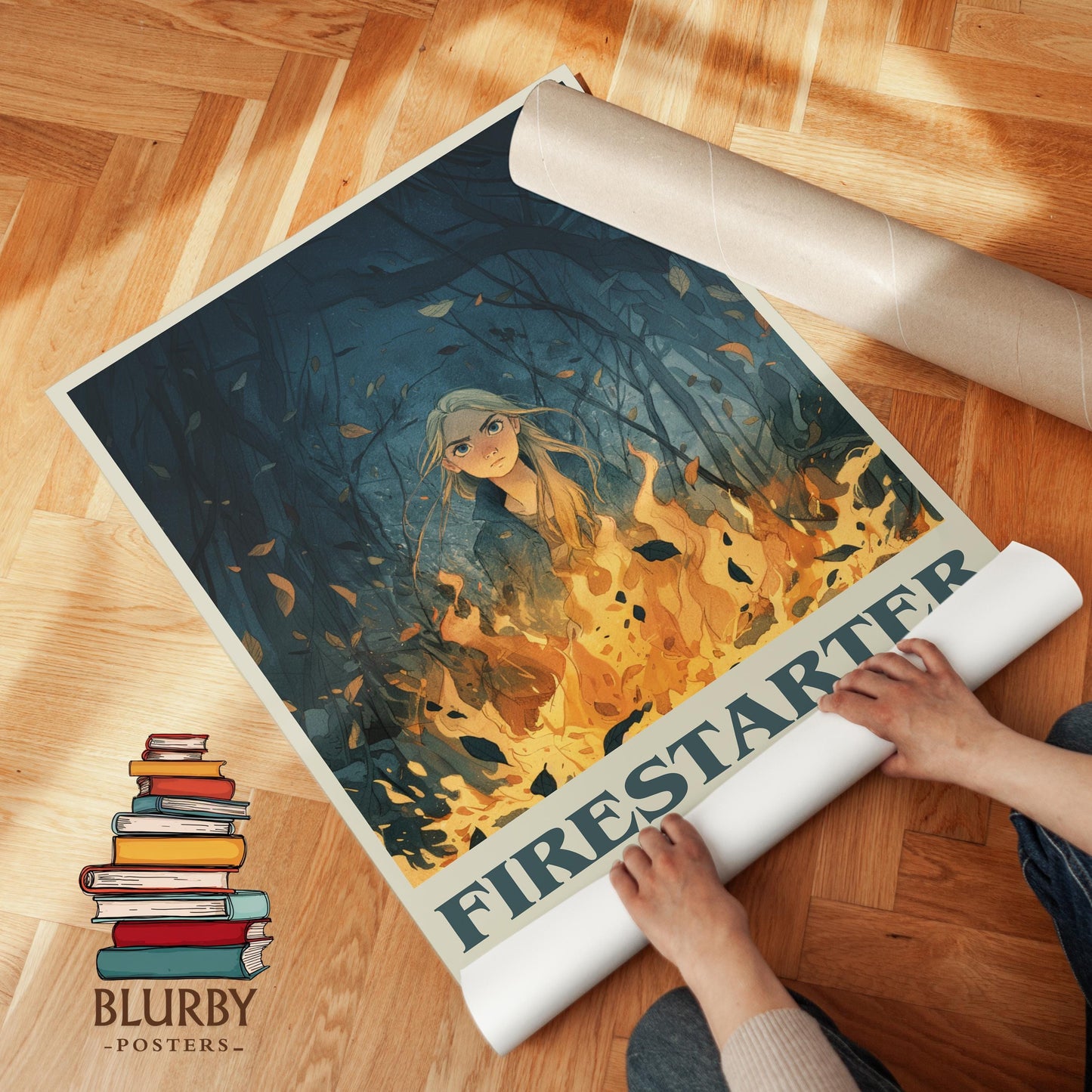 Firestarter book poster packaging – museum-quality print rolled in protective tube