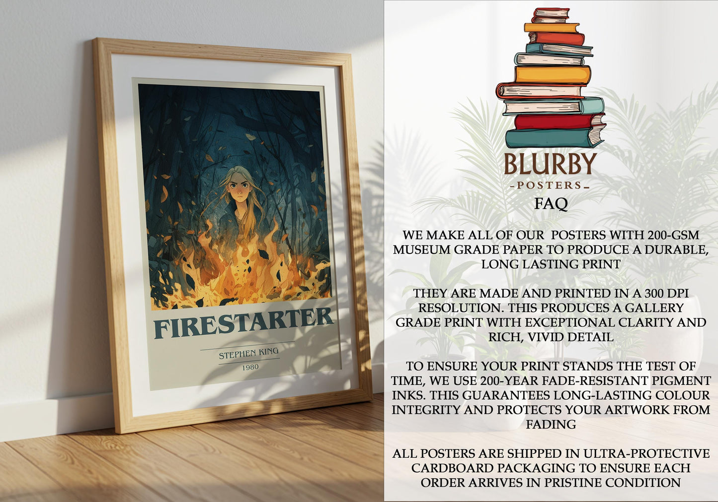 Firestarter by Stephen King | Book Poster | Literary Art Gift For Book Lover | Novel Inspired Wall Art | Free Delivery