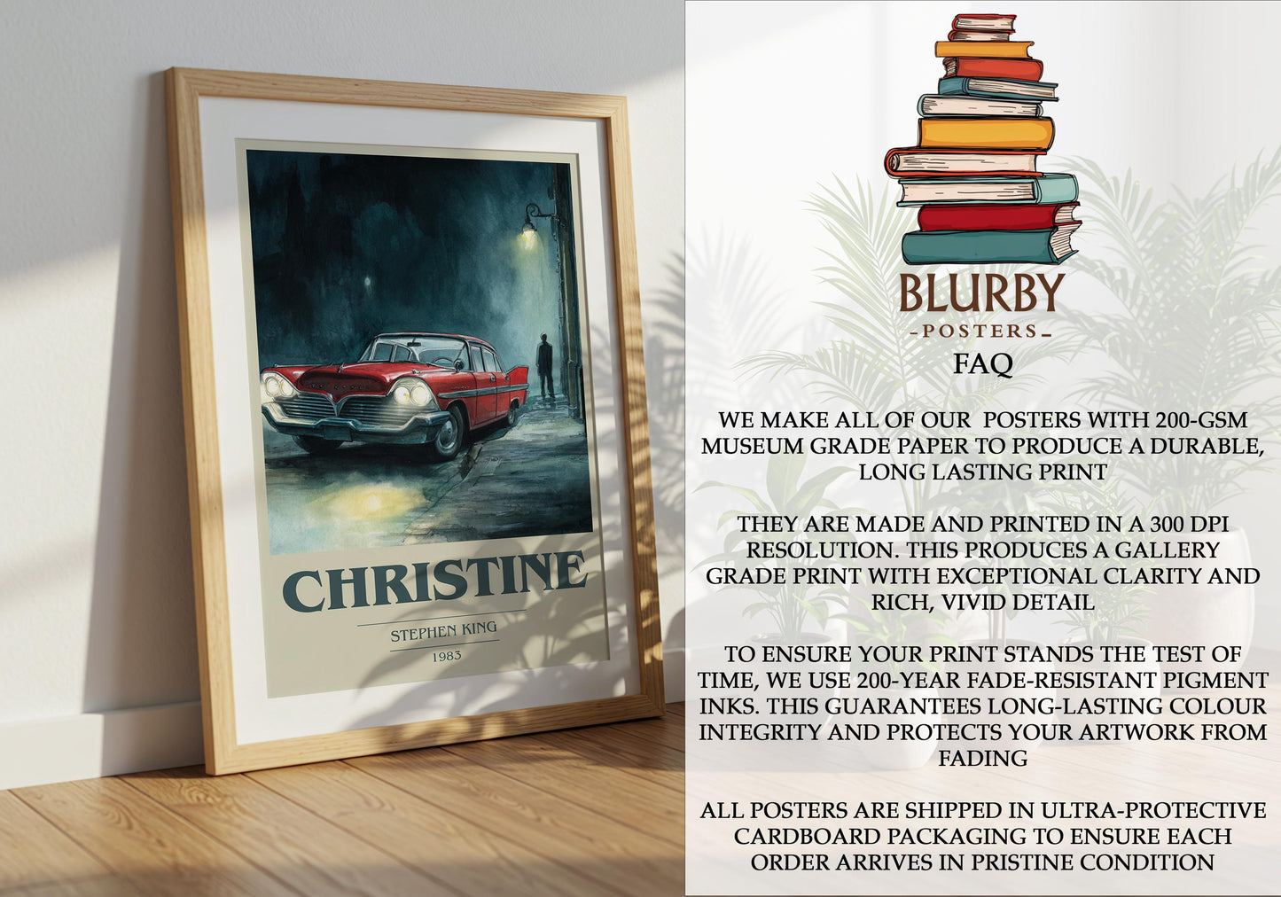 Christine by Stephen King | Book Poster | Literary Art Gift For Book Lover | Novel Inspired Wall Art | Free Delivery