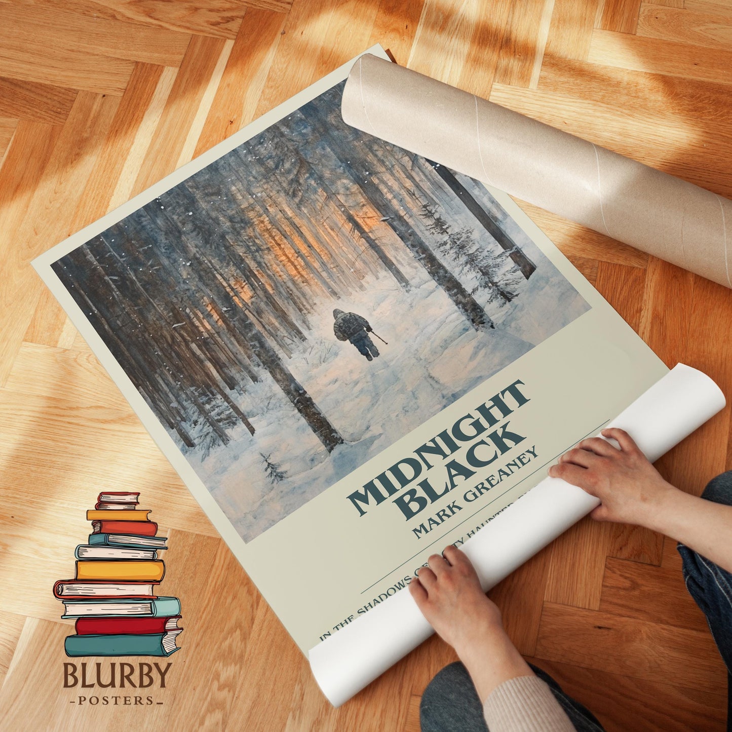 Midnight Black book poster packaging – museum-quality print rolled in protective tube