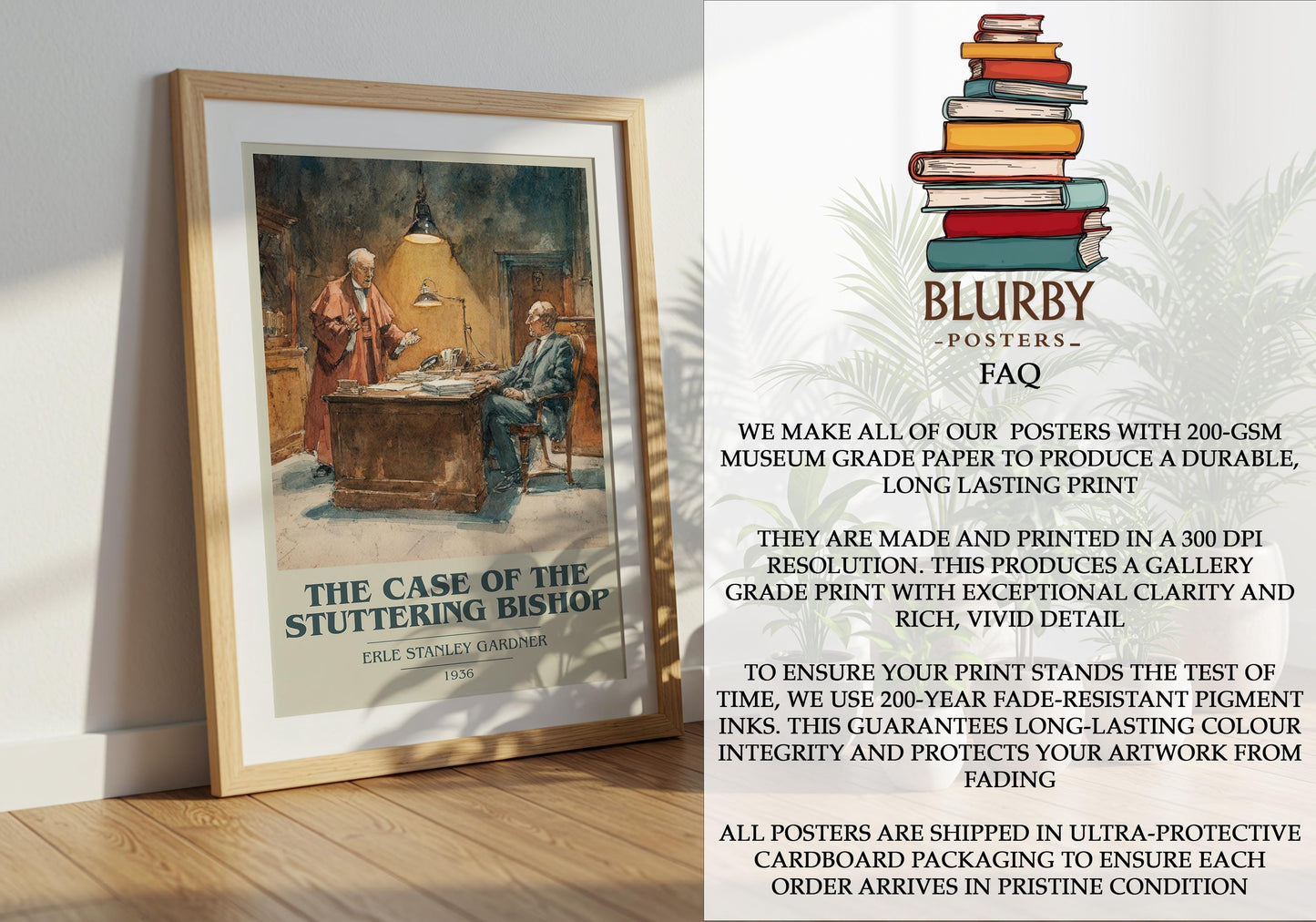 The Case Of The Stuttering Bishop by Erle Stanley Gardner | Book Poster | Literary Art Gift For Book Lover | Novel Inspired Wall Art
